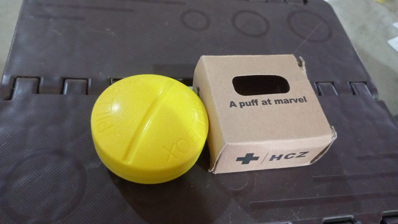 Portable Round Shape 4 Compartments Pill Box (1 Pc / With Brown Box) Portable Round Shape 4 Compartments Pill Box (1 Pc / With Brown Box)